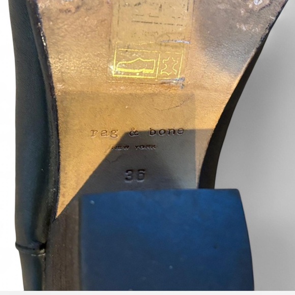 Rag & Bone Black Leather Moto Ankle Boots Size 6 EU 36 Handmade in Italy - Picture 10 of 15